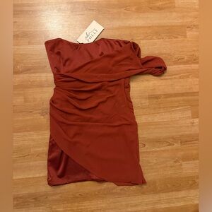 Oh Polly Deep Red Slinky Mini Dress